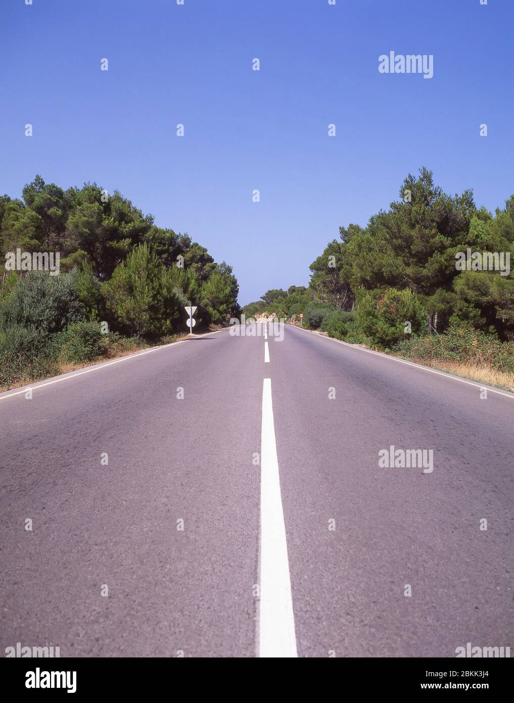 Empty country road near Cala d' Algaiarens, Menorca (Minorca), Balearic Islands, Spain Stock Photo