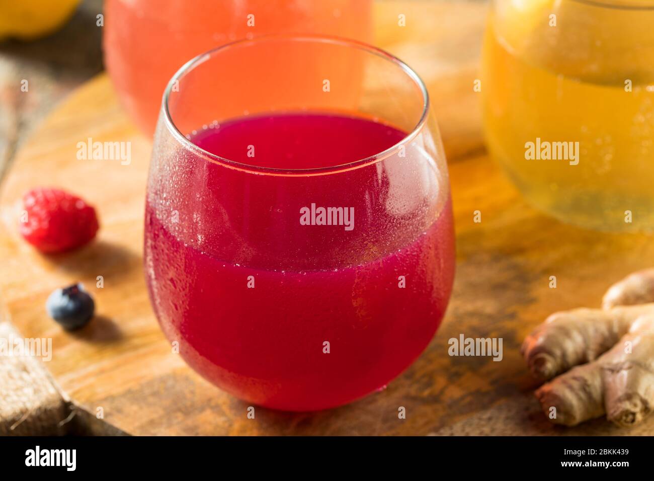 Boozy Alcoholic Hard Kombucha Cider with Fruit Stock Photo