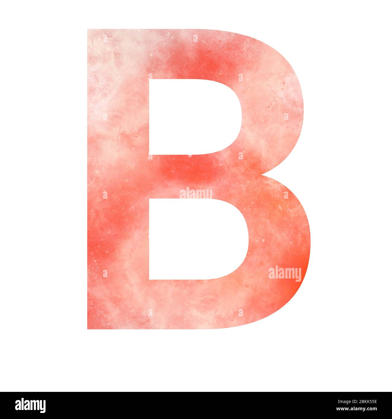 Orange space alphabet. Capital letter B. Digital art. Isolated on white background. Stock illustration. Stock Photo