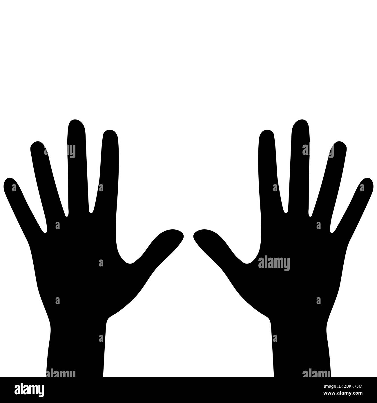 Silhouettes of hands isolated on a white background. Vector flat illustration. Stock Vector