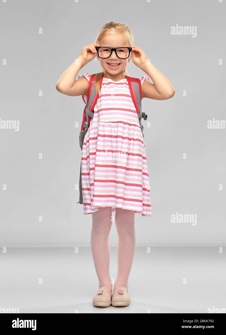happy student girl with school bag Stock Photo - Alamy