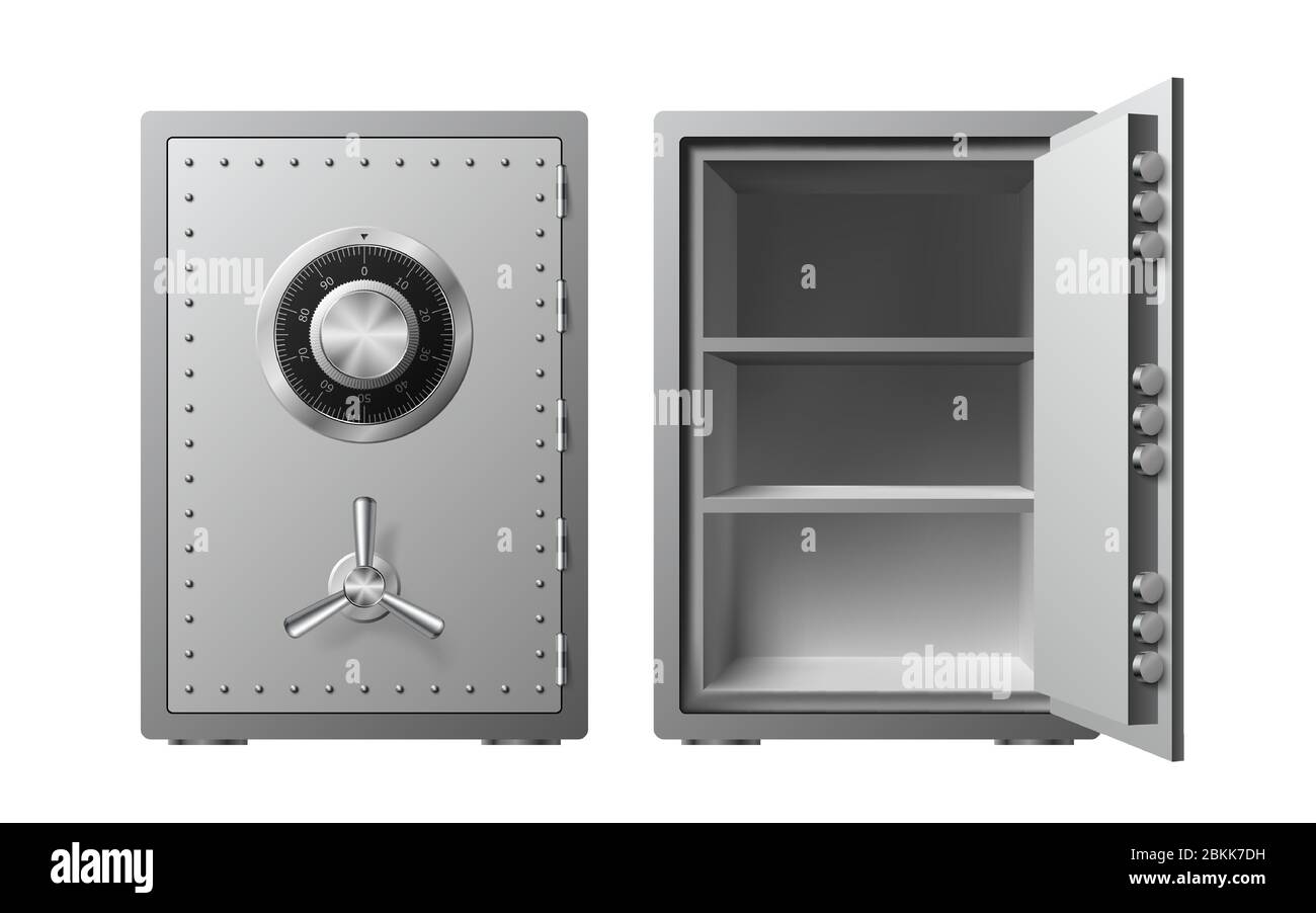 Steel safe with combination lock Isolated on a white background ...