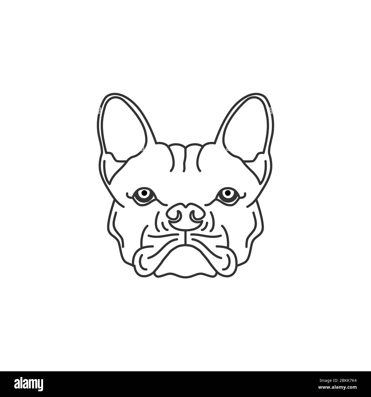 Bulldog Sketch Drawing / Coloring Black White illustration logo Stock Vector