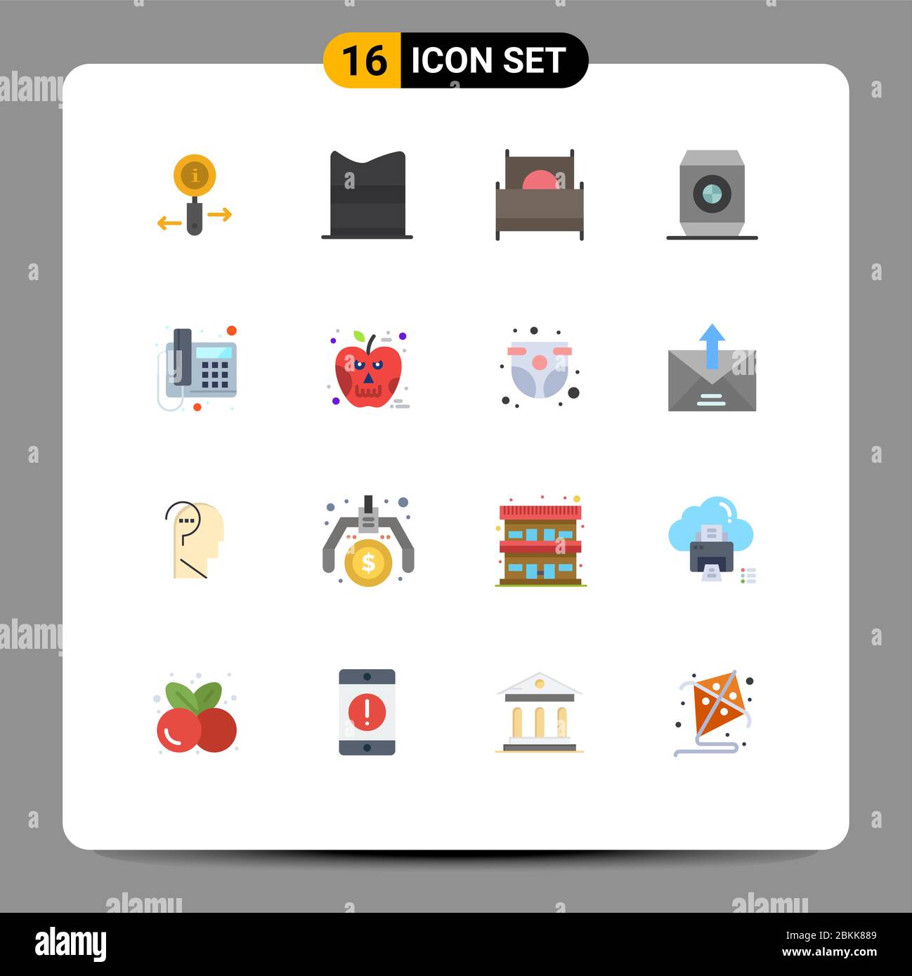16 Creative Icons Modern Signs and Symbols of phone, soft, bed, food, interior Editable Pack of Creative Vector Design Elements Stock Vector