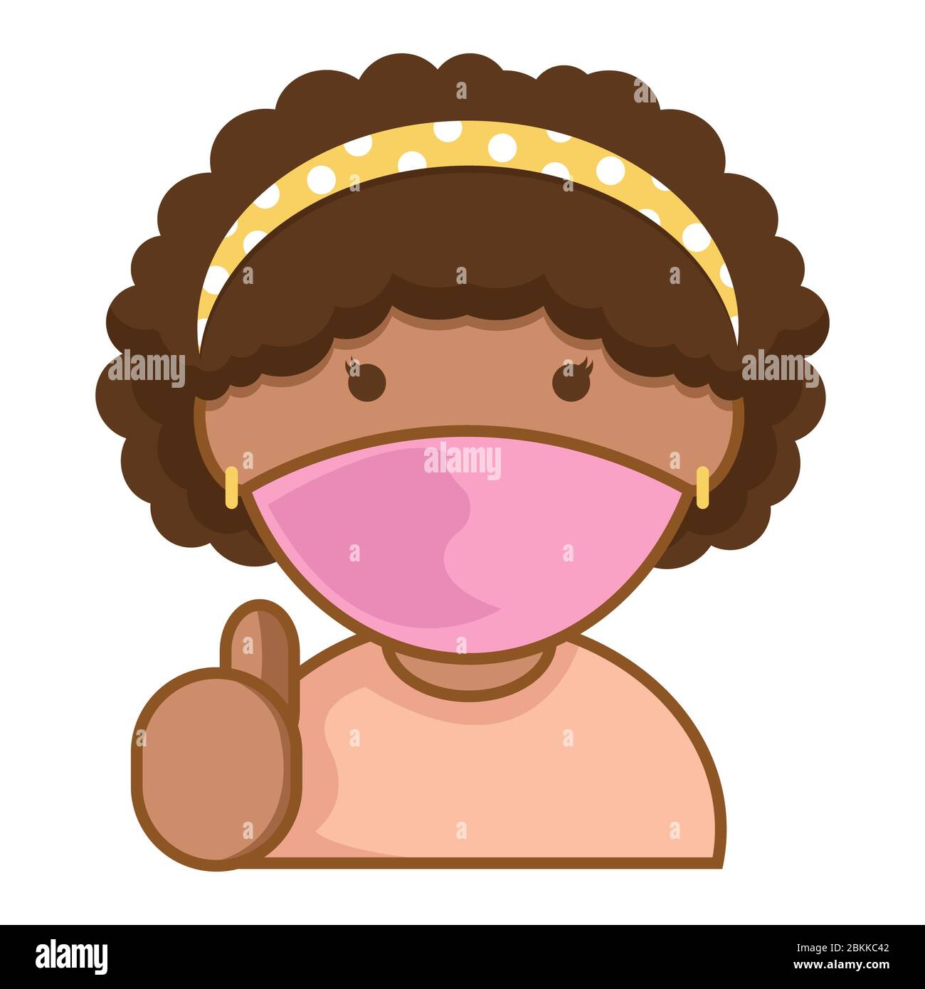 Simple Illustration Of African Girls With Curly Hair Wear Face Mask Stock Photo Alamy