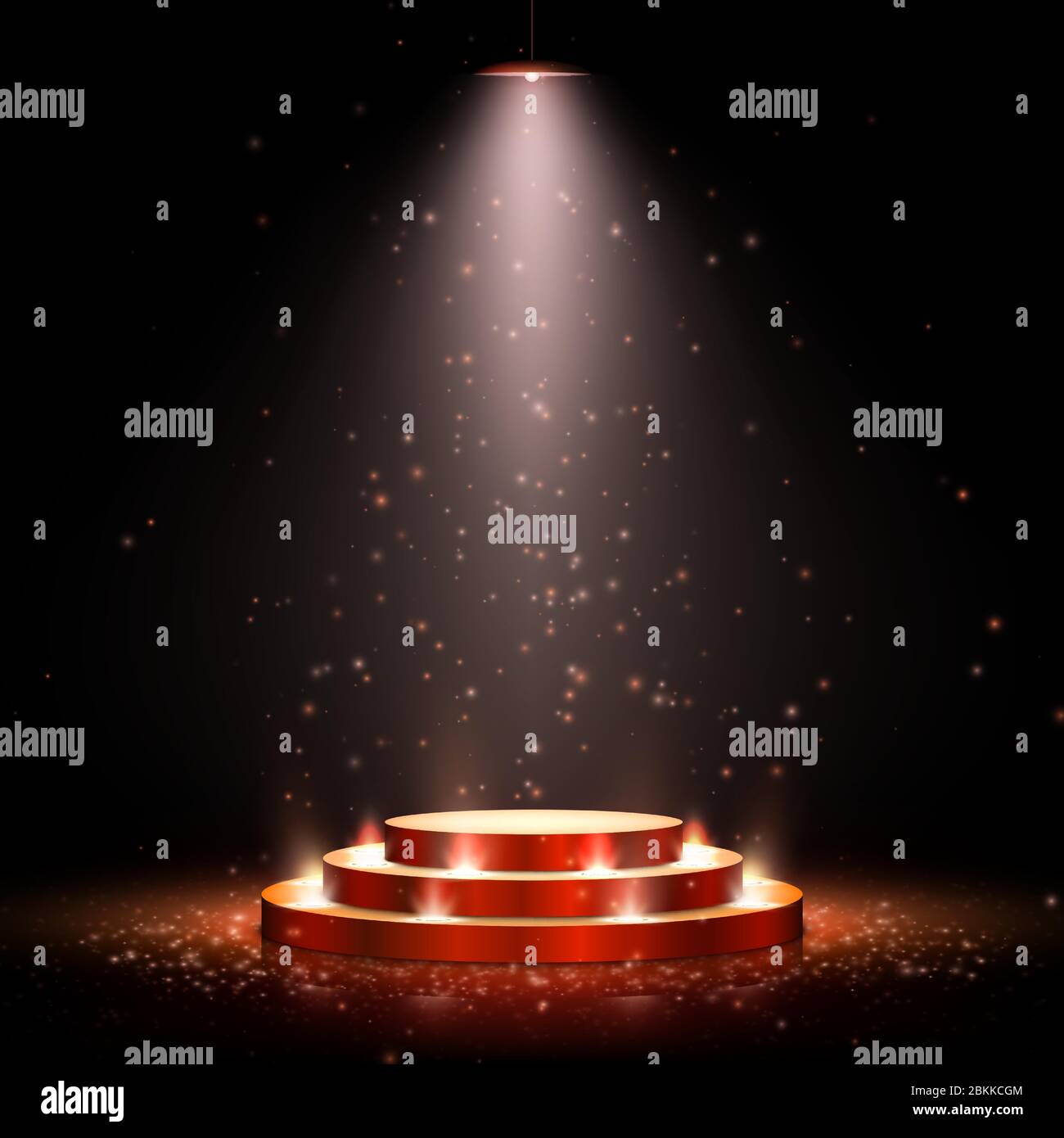 Podium with lighting. Scene with for award ceremony on dark background. Vector illustration. Stock Vector