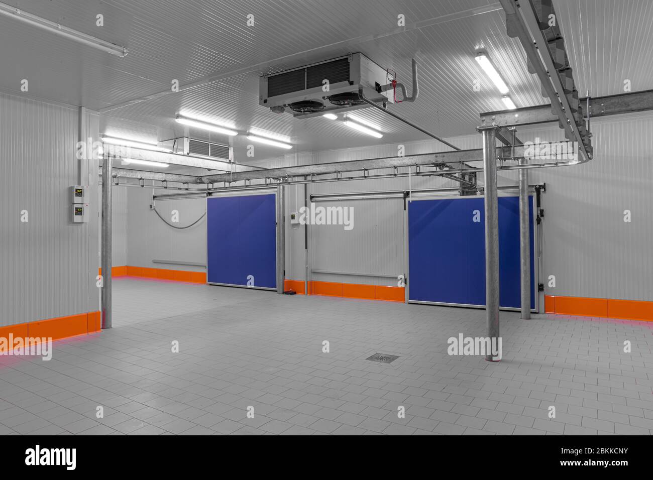 Refrigeration chamber for food storage. Warehouse freezer, Cold storage
