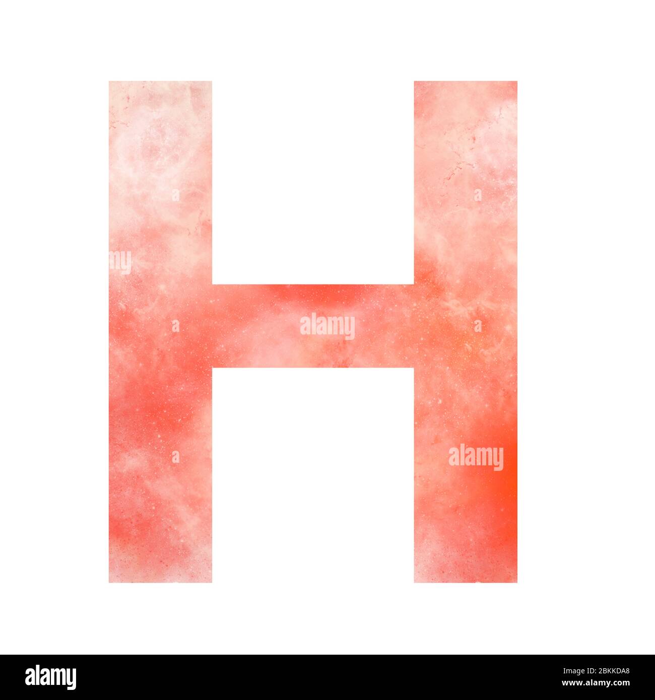 Orange space alphabet. Capital letter H. Digital art. Isolated on