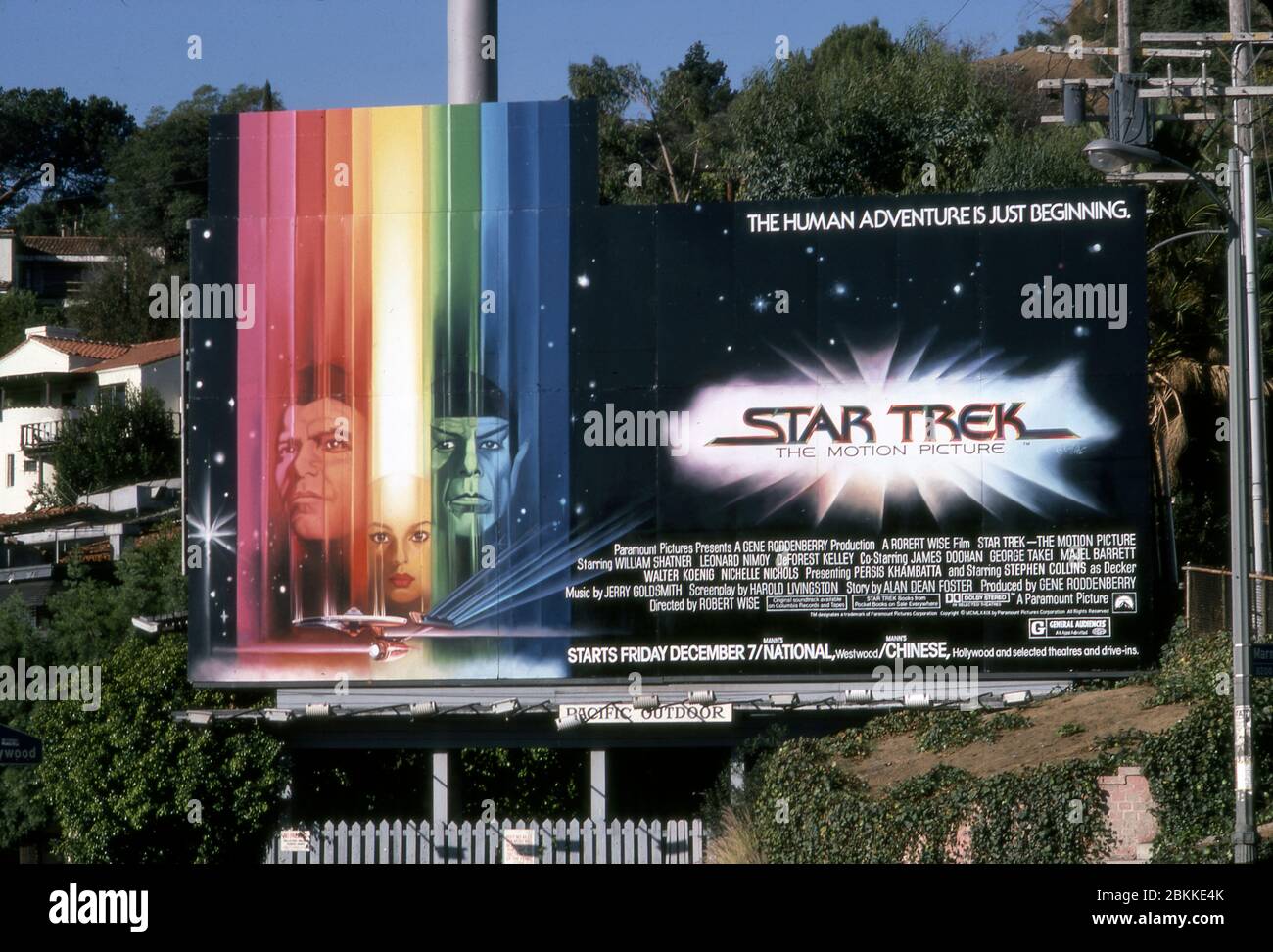 Billboard on the Sunset Strip for the first Star Trek moive based on the television show. Stock Photo