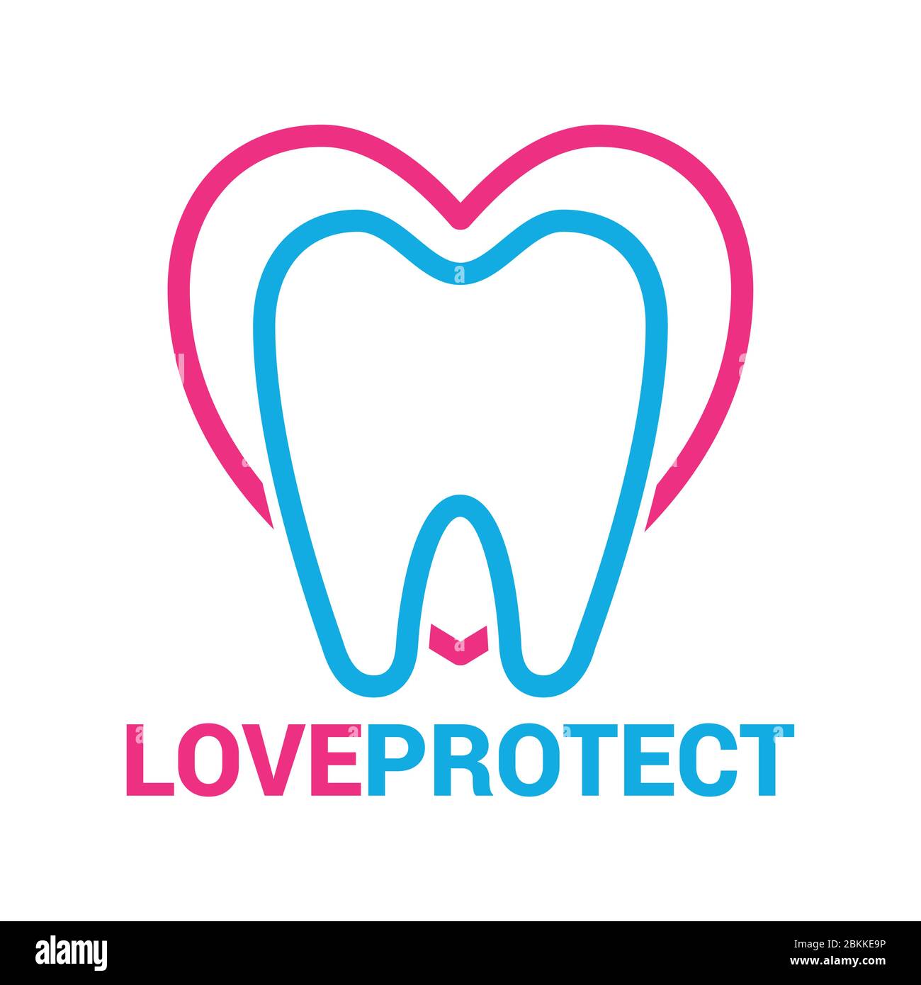 Dental teeth love heart logo lovely business emblem, logo. Modern