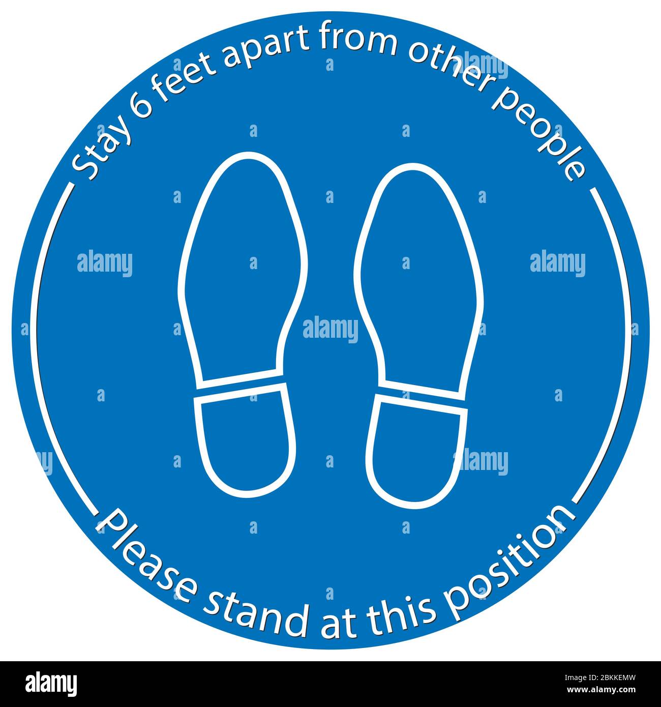Foot Symbol Marking the standing position, the floor as markers for people to stand 6 feet apart, the practices put in place to enforce social distanc Stock Vector