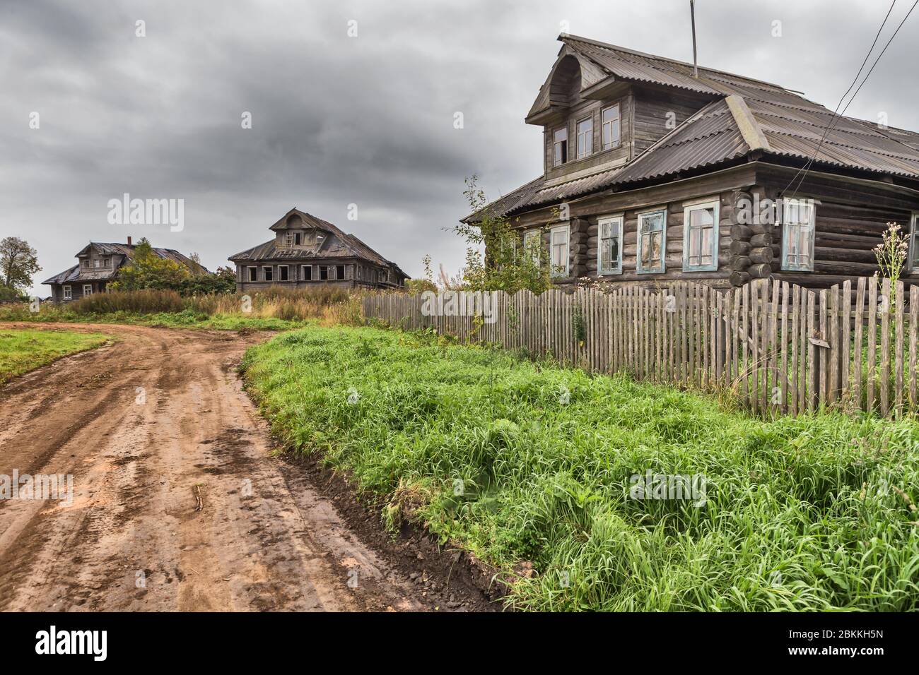 Wooden village house, Nutrenskoye, Vologda region, Russia Stock Photo