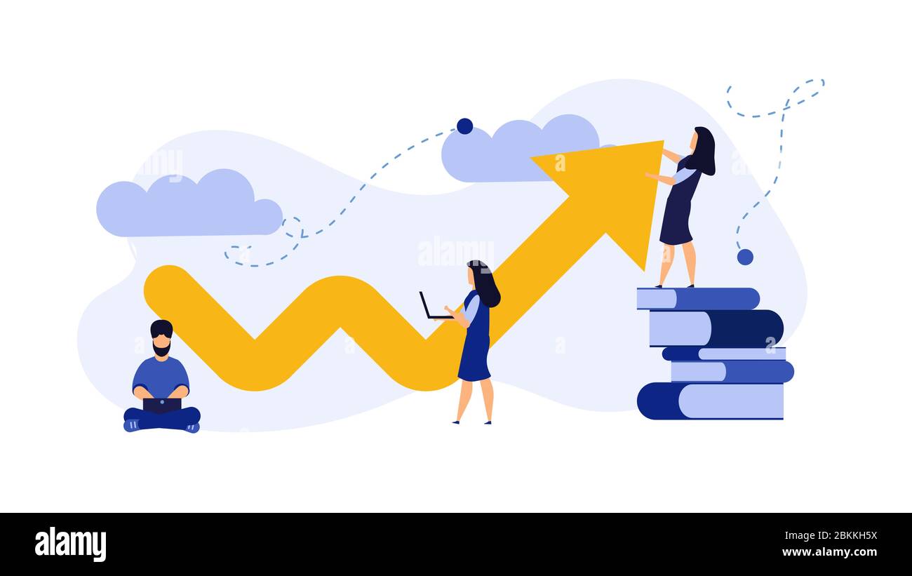 Arrow growth finance increase up strategy team people vector ...
