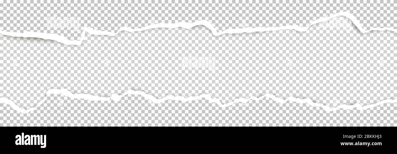 upper and lower part of ripped open paper with transparency in vector file Stock Vector