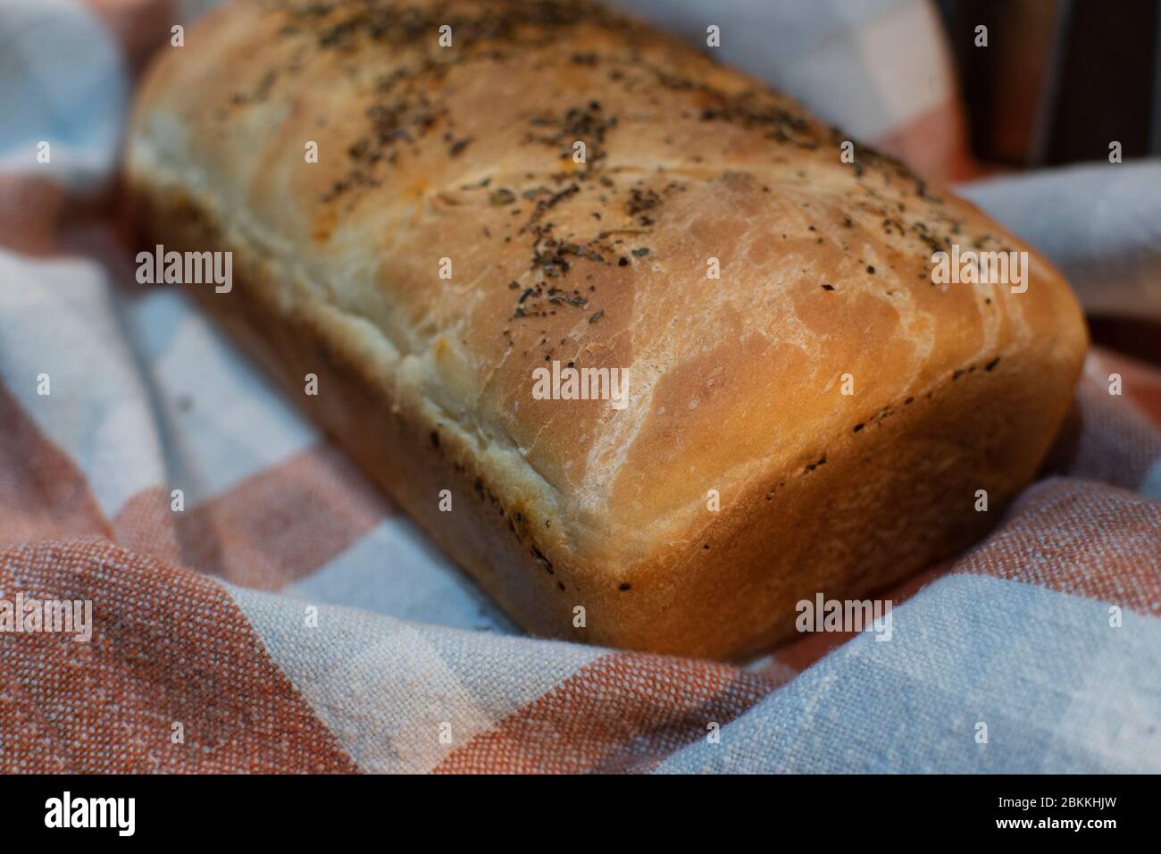 Closeup of the gluten strands in a batch of rising dough Stock Photo