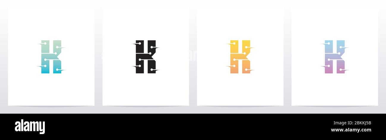 Horizontal Lines With Dots On Letter Logo Design K Stock Vector