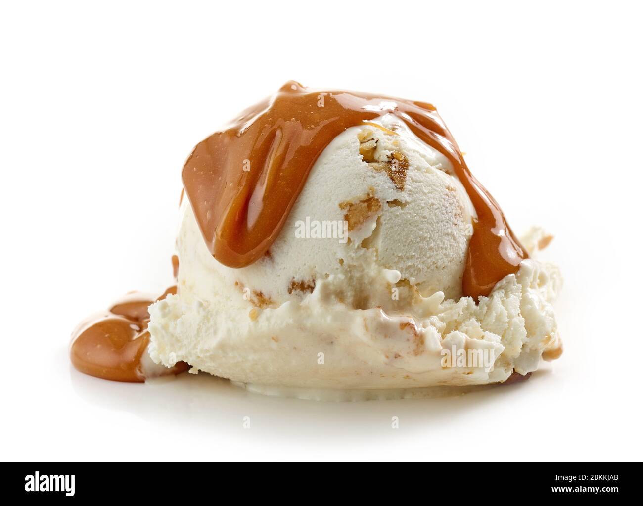 ice cream with soft caramel isolated on white background Stock Photo ...
