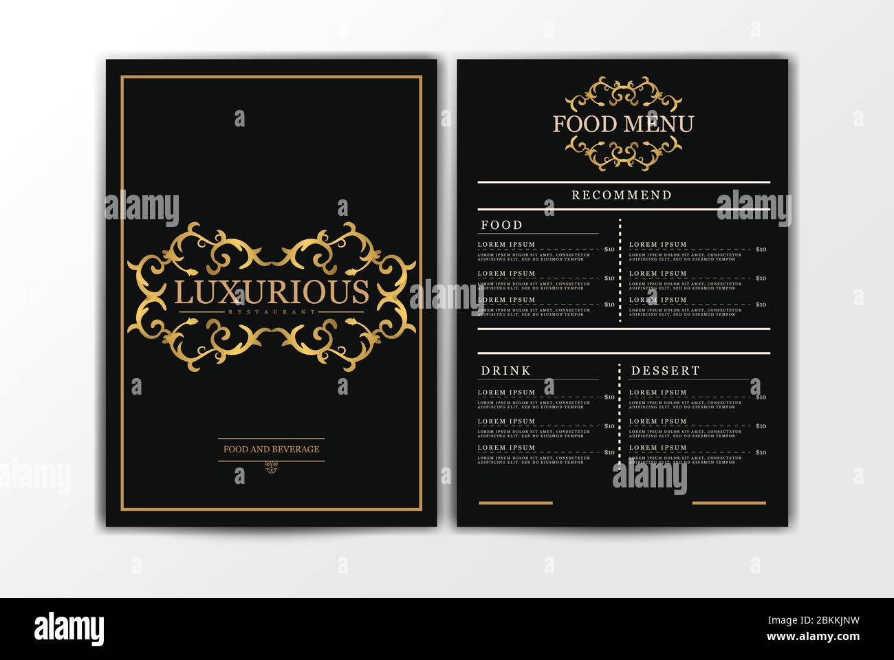 Restaurant Food Menu Template. Elegant Luxurious Vintage Menu with Food ...