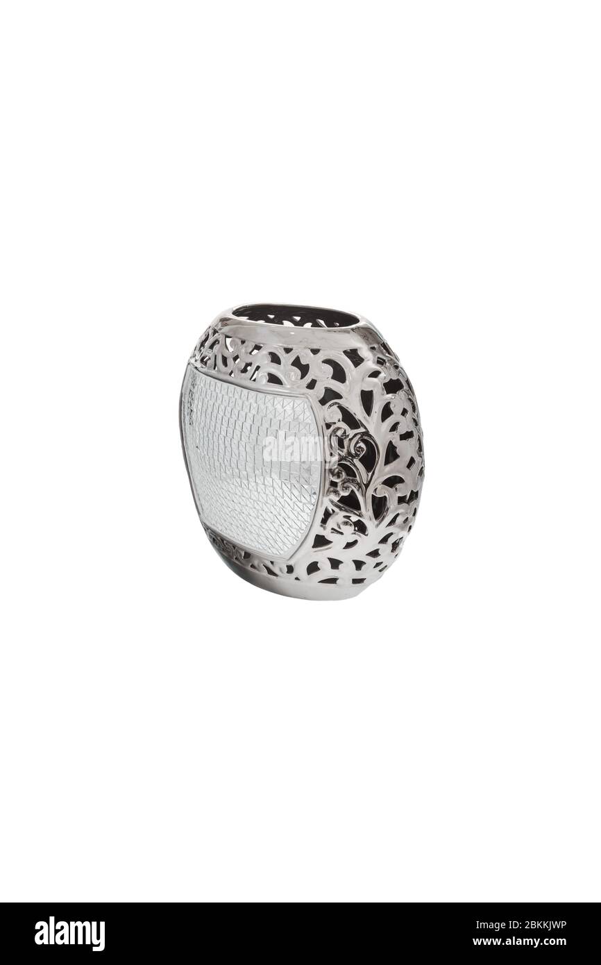 Elegant Metal vase isolated on a white background (glass, empty, vase ...
