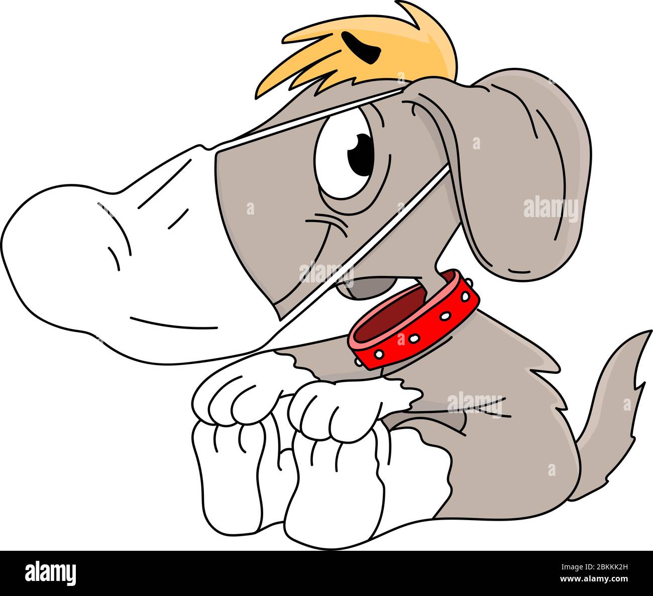 Cartoon dog wearing a protective mask against corona virus vector illustration Stock Vector