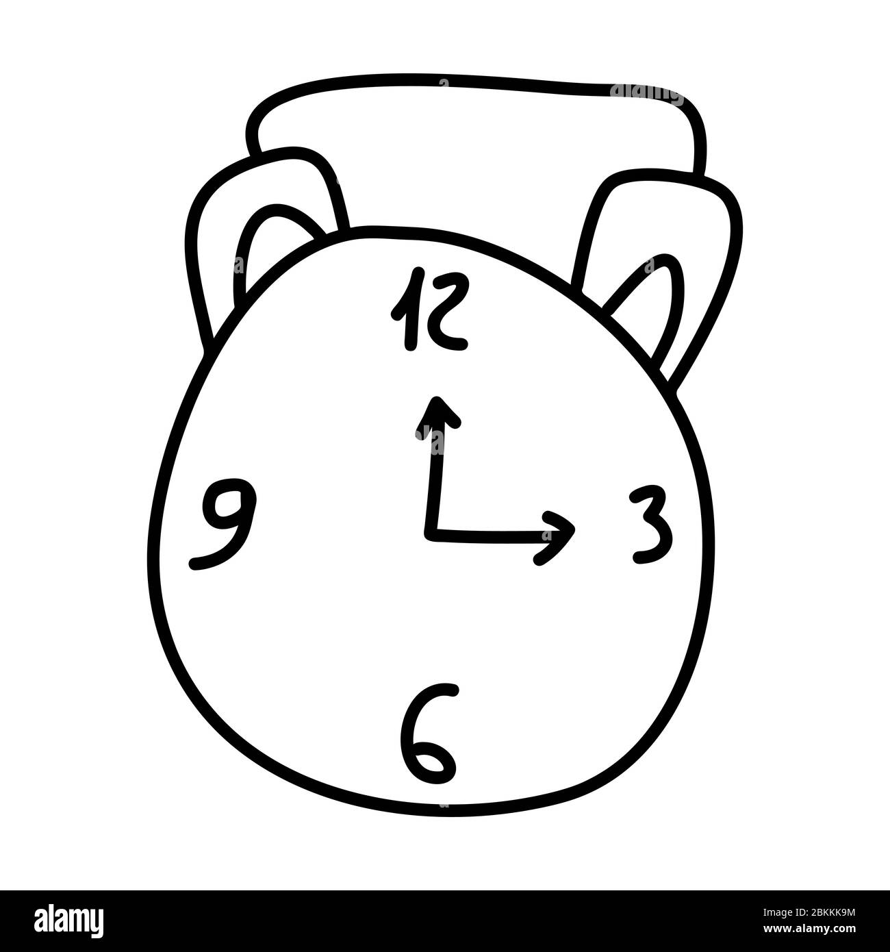 Hand drawn doodle alarm clock icon. Single element isolated on white background. Vector stock illustration. Stock Vector