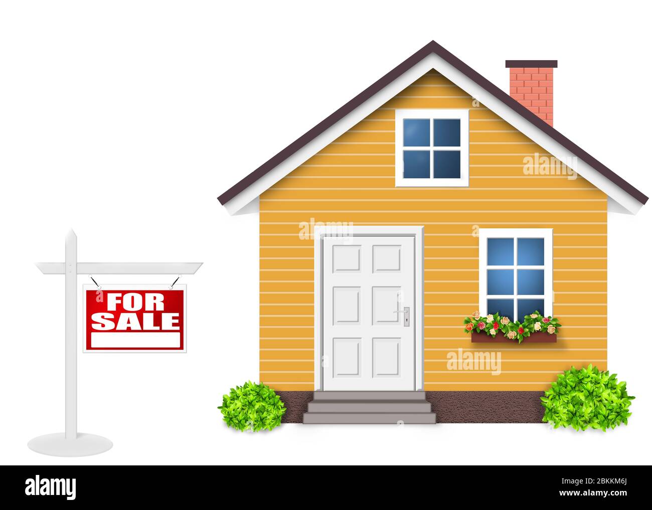 House for sale illustration , Home orange simple isolated Stock Photo