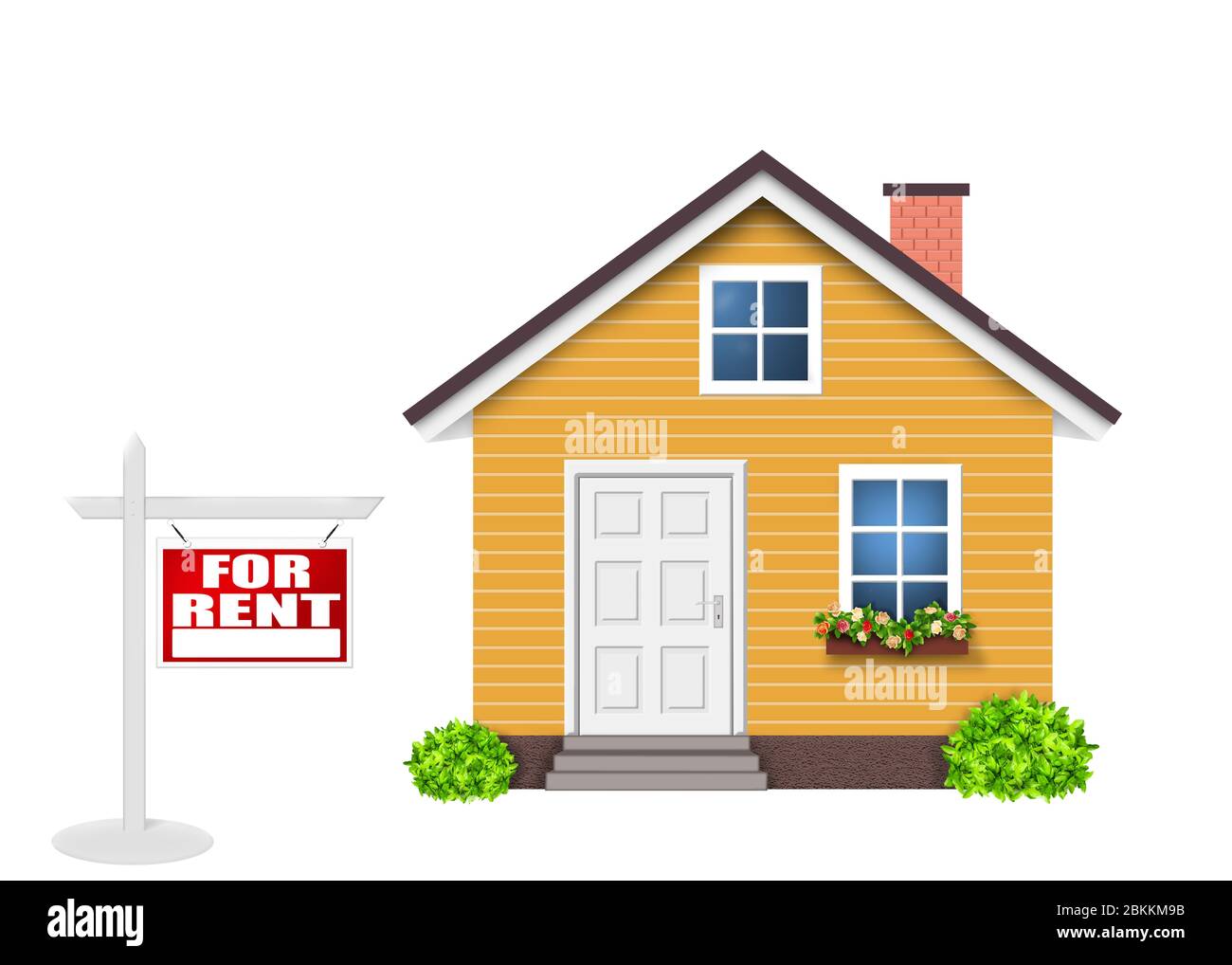 House for rent isolated , Home orange simple isolated Stock Photo