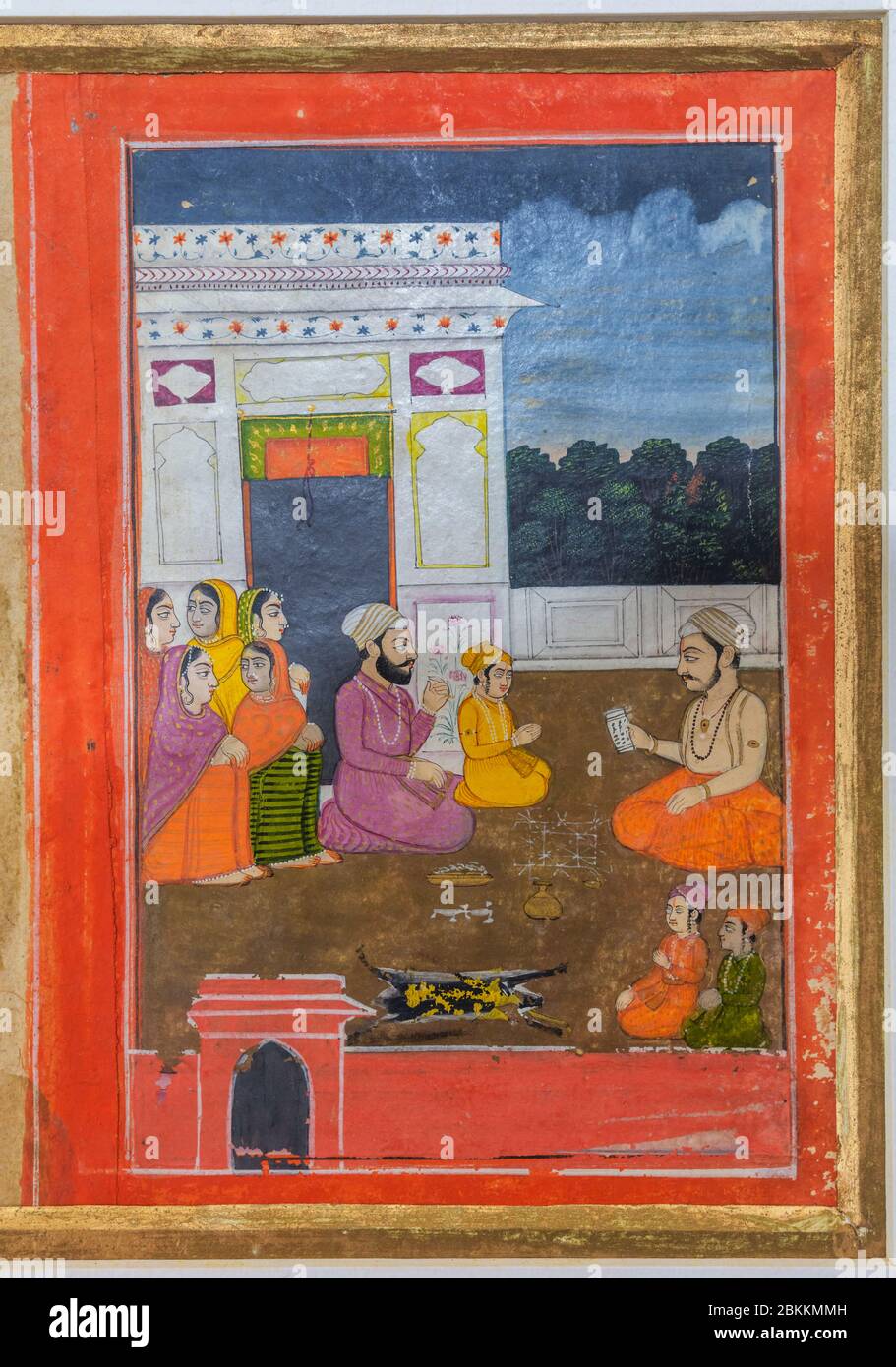 Betrothal ceremony of Guru Nanak, 1830s painting, Museum, Delhi, India Stock Photo