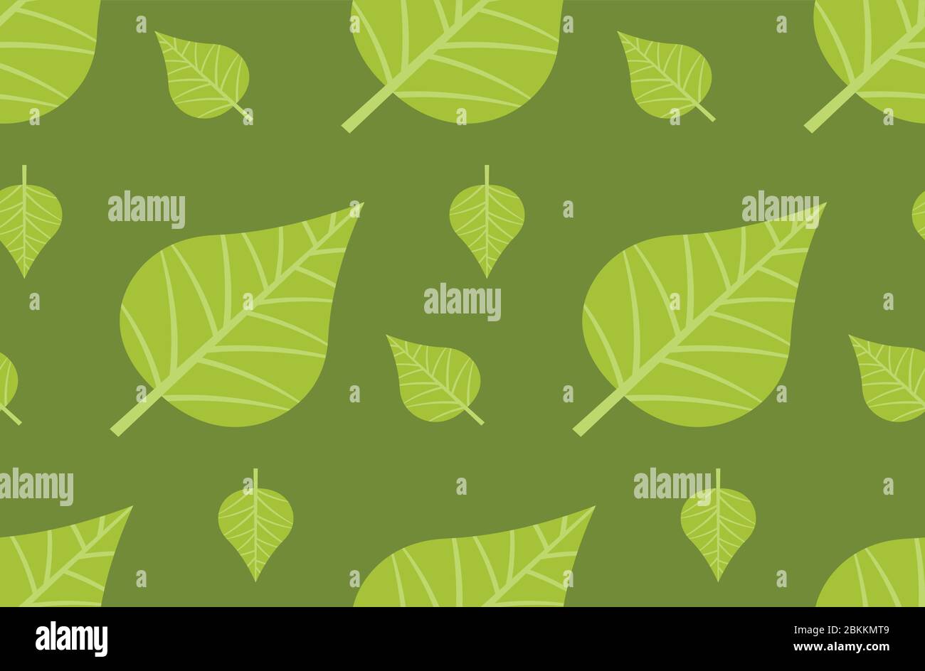Horizontal Leaf Pattern green leaves background seamless pattern horizontal vector illustration ...