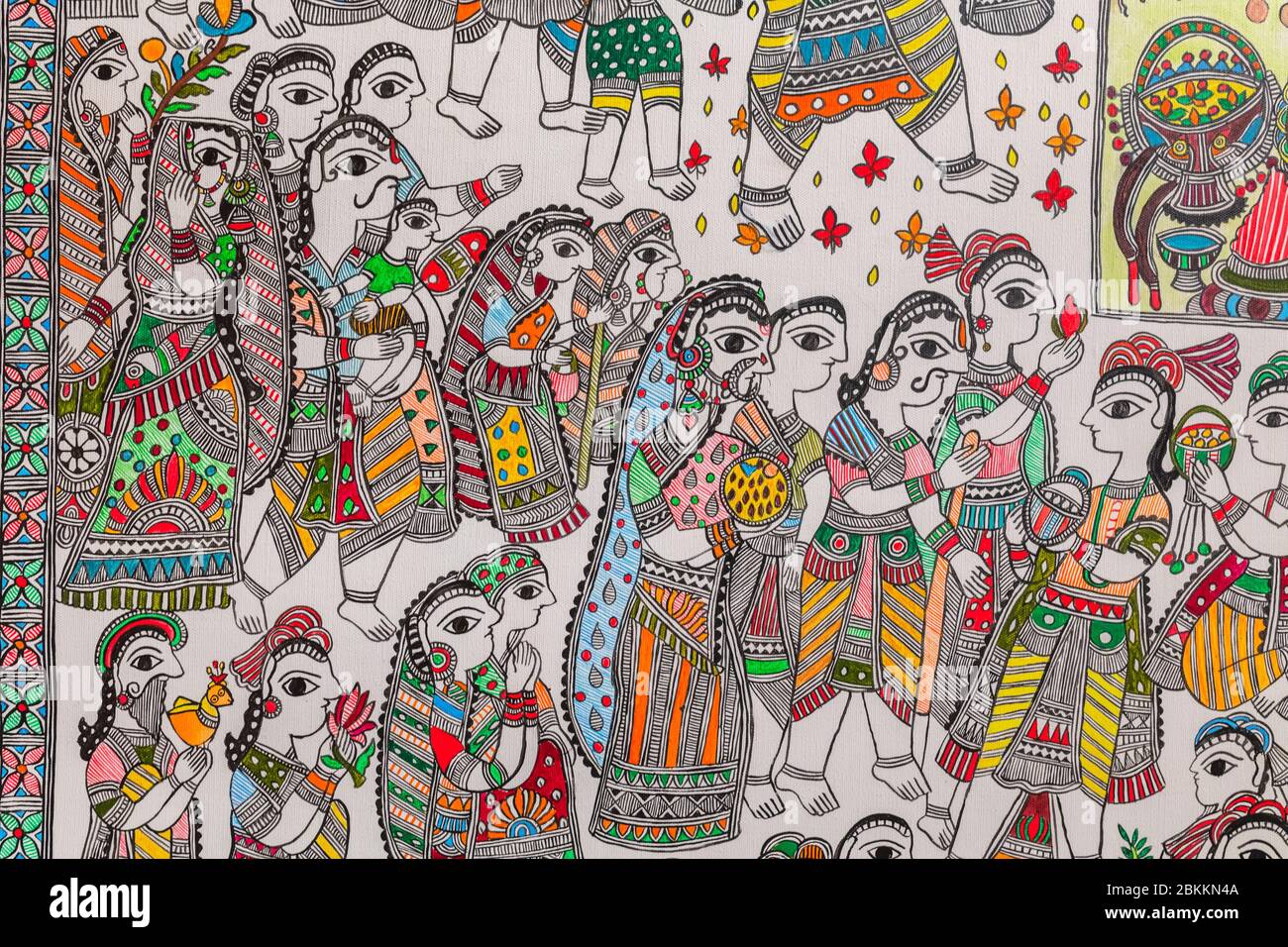 Kamala Puja scene by Dulari Devi, modern Bhavani painting, Bihar Museum, Patna, Bihar, India Stock Photo