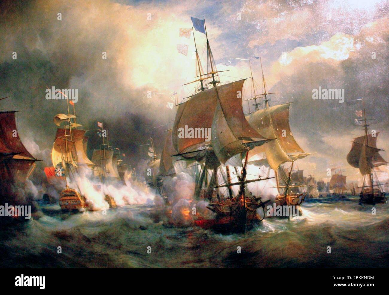 A painting depicting the 1778 Battle of Ushant - Theodore Gudin, 1848 Stock Photo