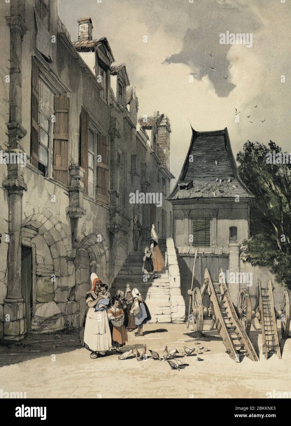 L'Abbaye St Amand, Rouen, France, circa 1839 Stock Photo