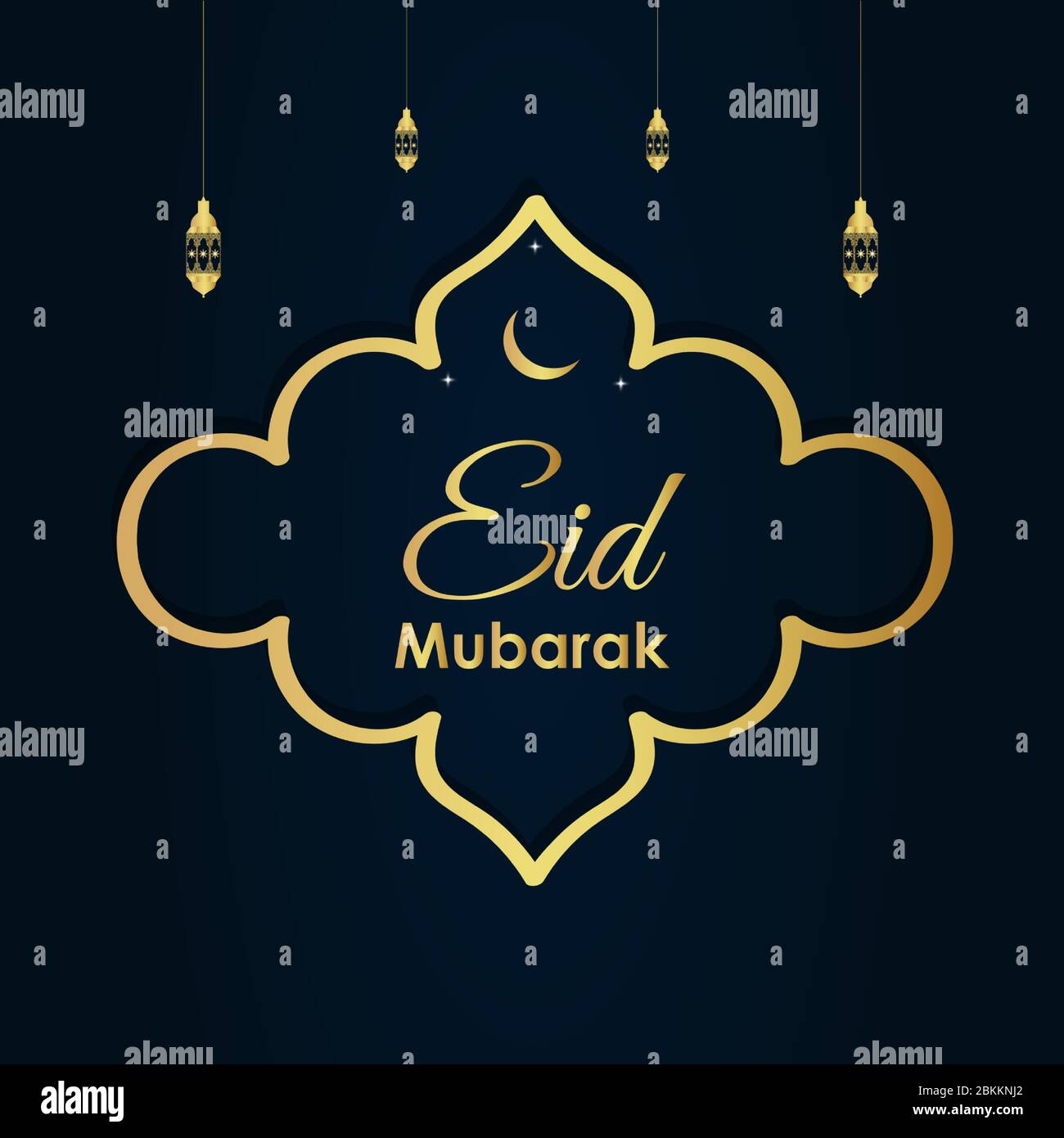 Festival Eid Mubarak Beautiful Golden decorative Background In Dark Theme Color Template Stock Vector