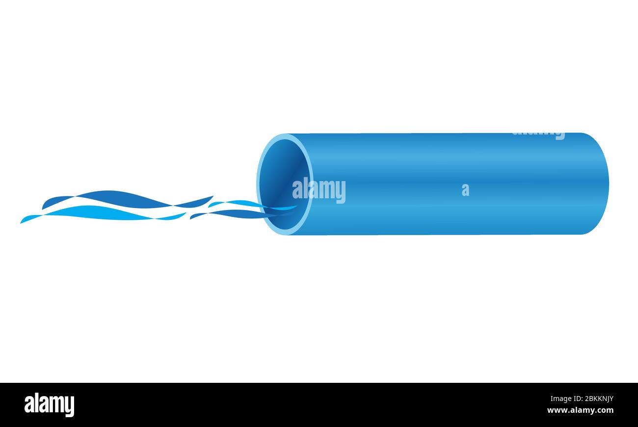 Illustration of PVC pipe plumbing with water flow graphic design logo