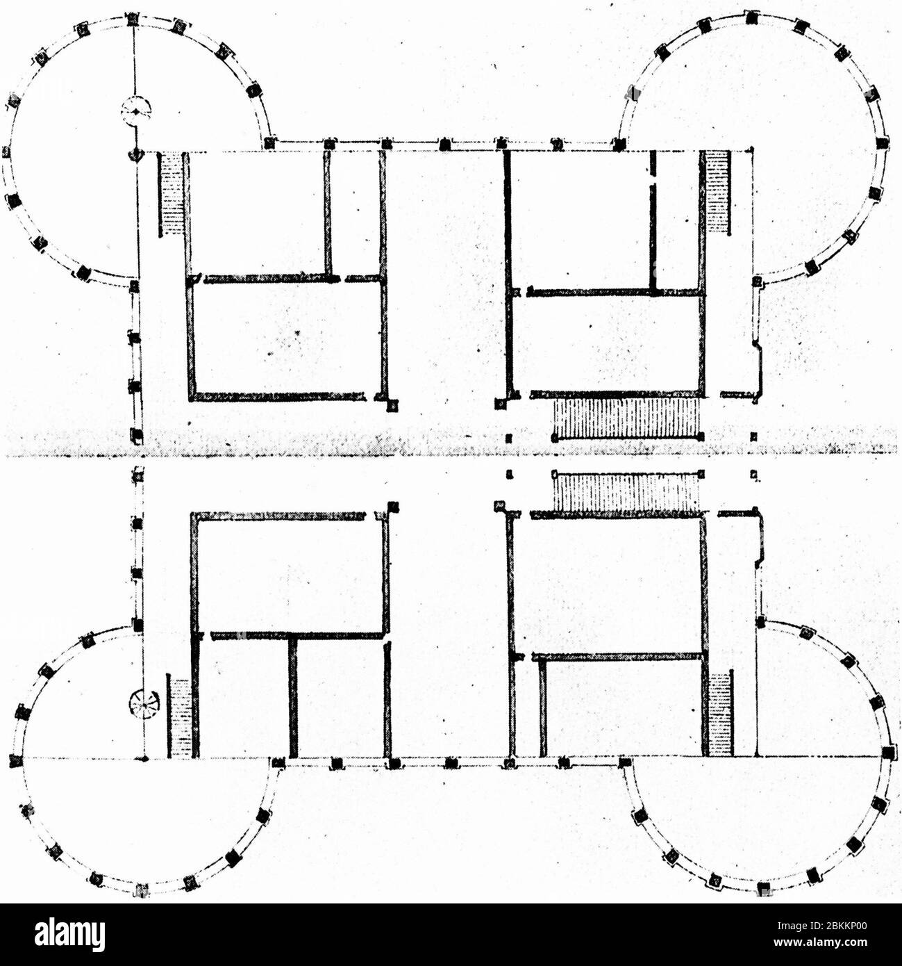 Chateau de Chambord: plan of the keep based on a wooden model, as drawn by Andre Felibien - 17th Century Stock Photo