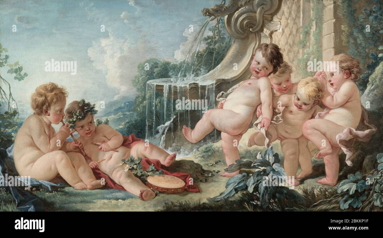 Music and Dance and Cupids in Conspiracy by Francois Boucher, 1740s Stock Photo