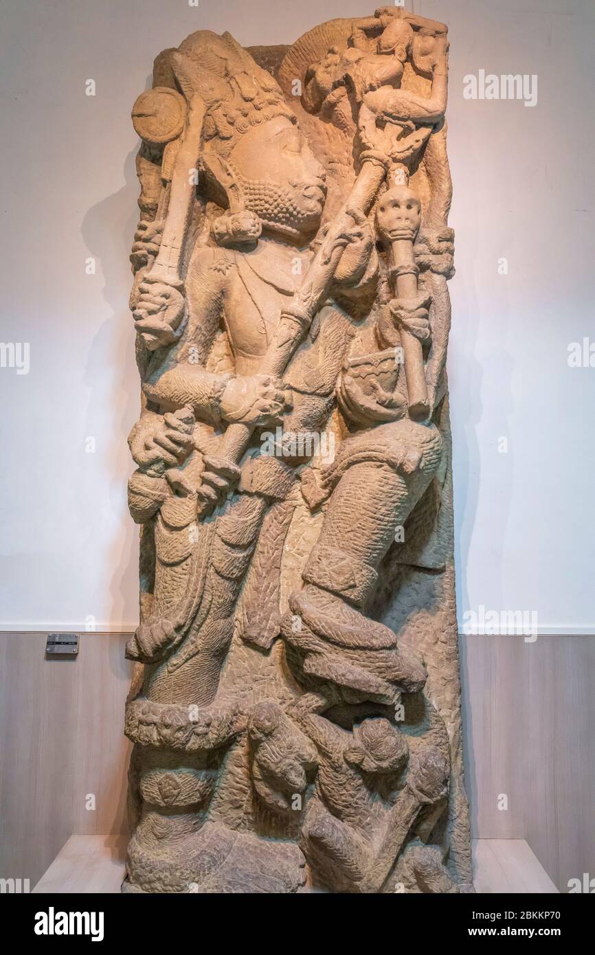 Shiva killing demon Andhaka, 12th century, sculpture, Sarnath Museum ...