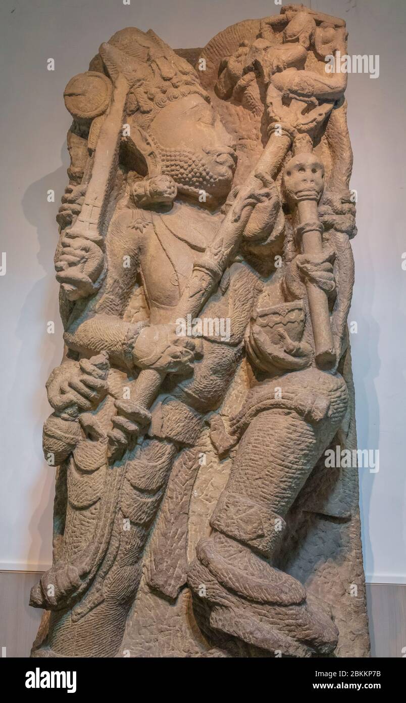 Shiva killing demon Andhaka, 12th century, sculpture, Sarnath Museum ...