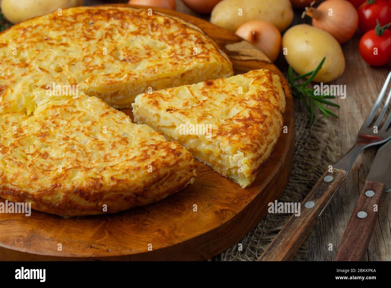 Spanish omelette with potatoes and onion, typical Spanish cuisine