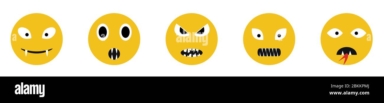 Angry Smile face icons Stock Vector