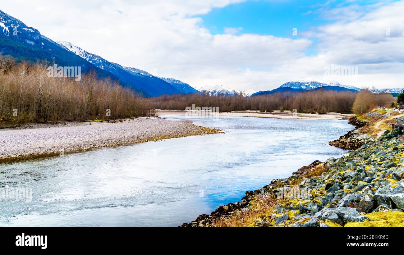 The Squamish River in Brackendale Eagles Provincial Park, a famous Eagle watching spot in British Columbia, Canada Stock Photo