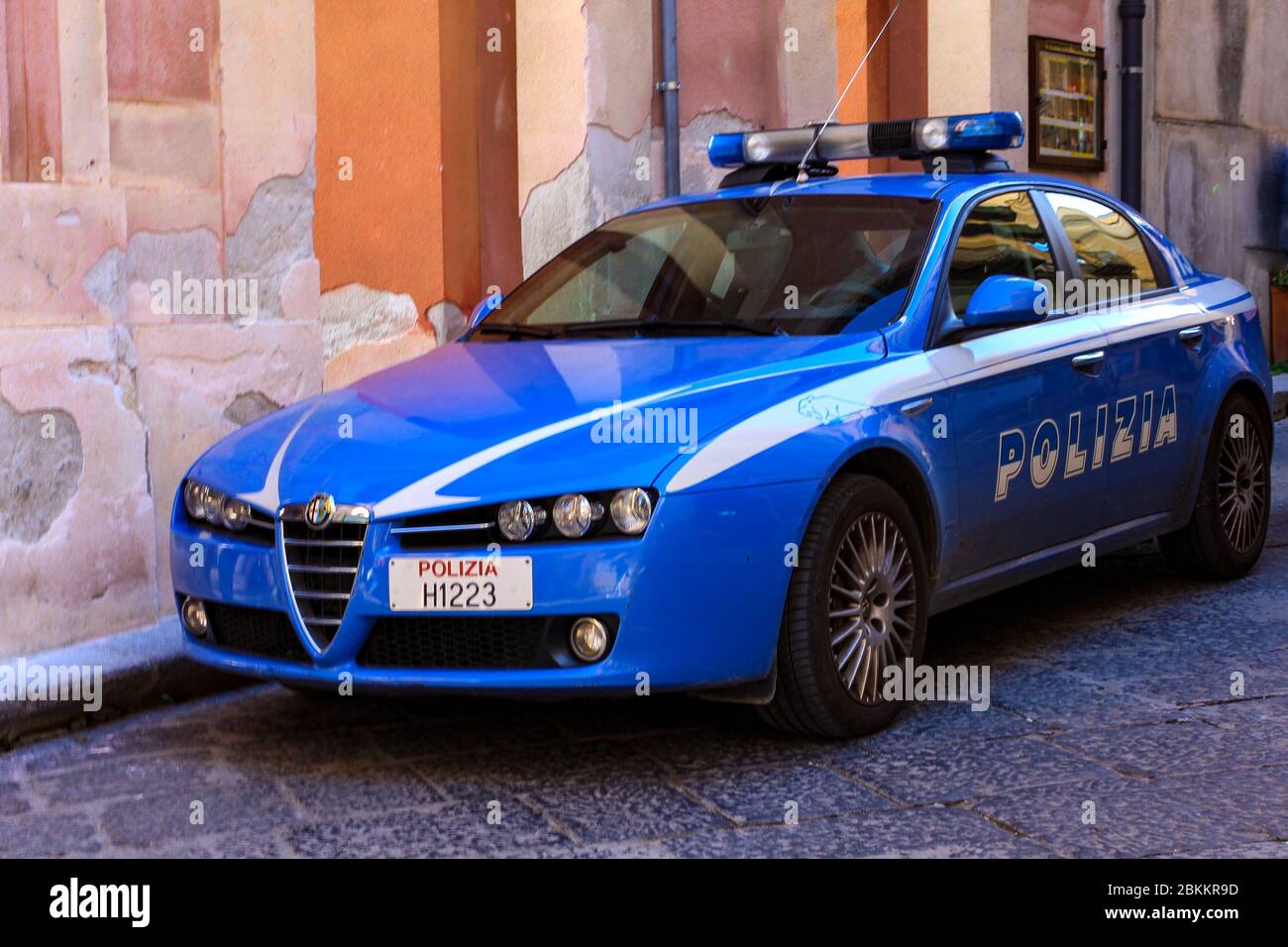 Alfa Romeo police car in Italy Stock Photo