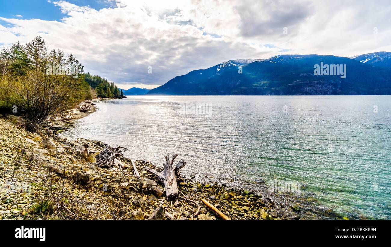 The quiet waters of Howe Sound near the town of Squamish British Columbia, Canada Stock Photo