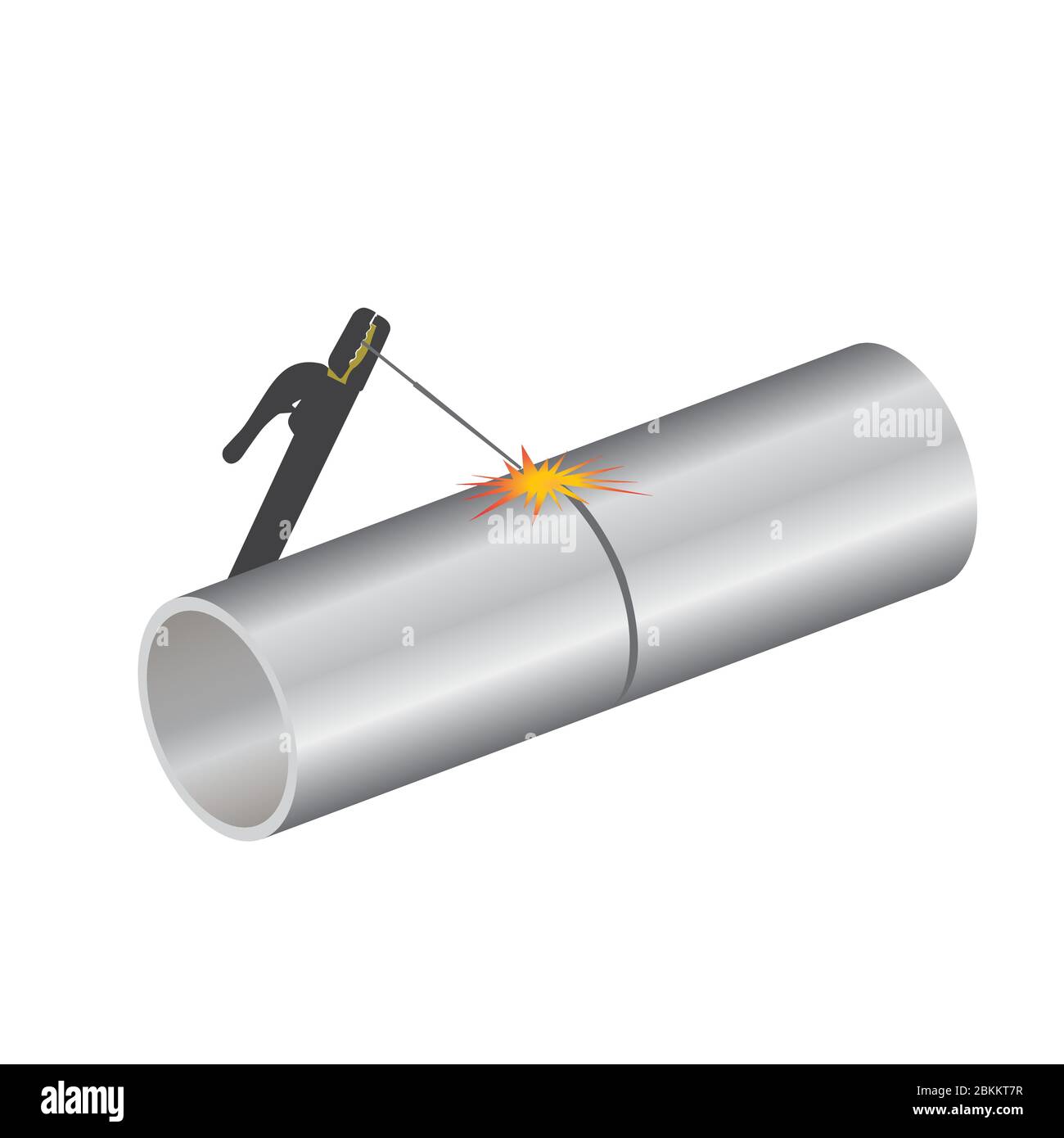 Welding torch with spark on pipeline vector design Stock Vector