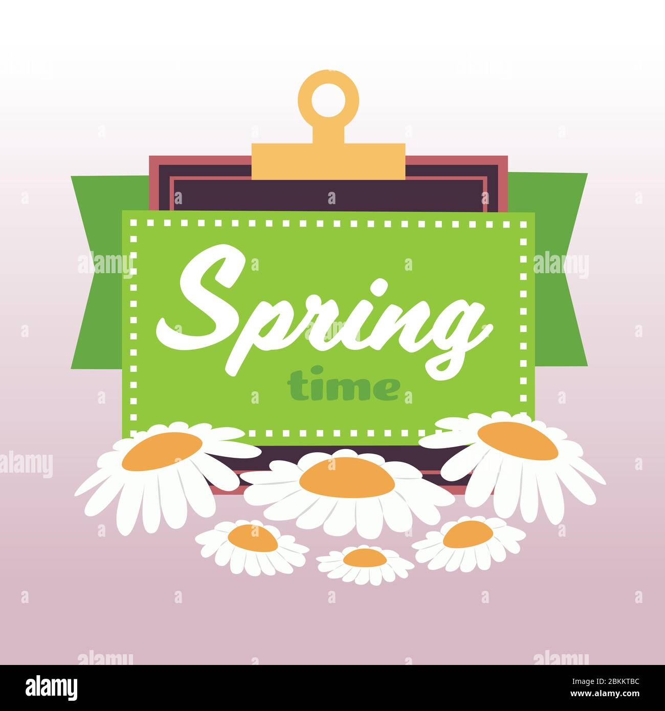 spring time banner with chamomile flowers lettering poster greeting ...