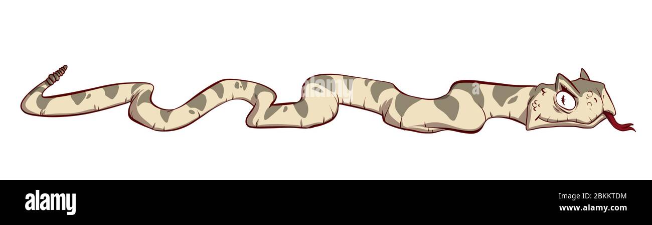 Colorful vector illustrationof a cartoon venomous rattle snake Stock Vector