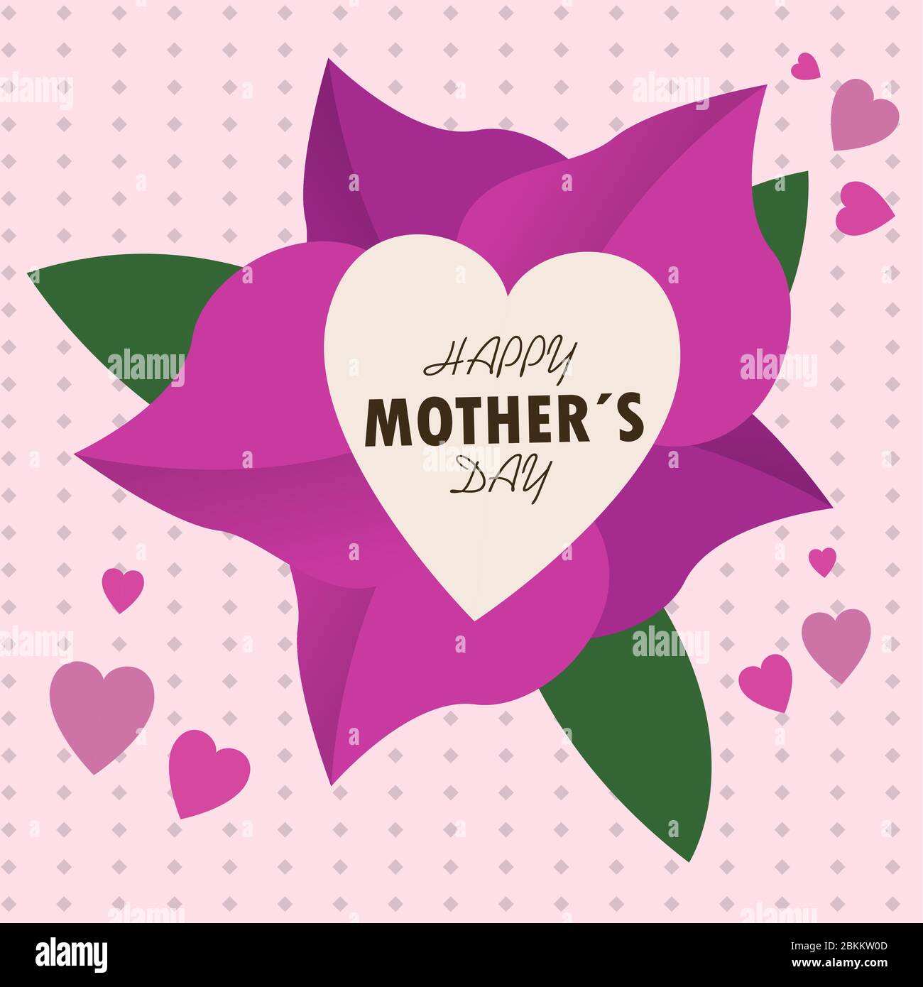 Happy mothers day card with flower and hearts - Vector Stock Vector ...