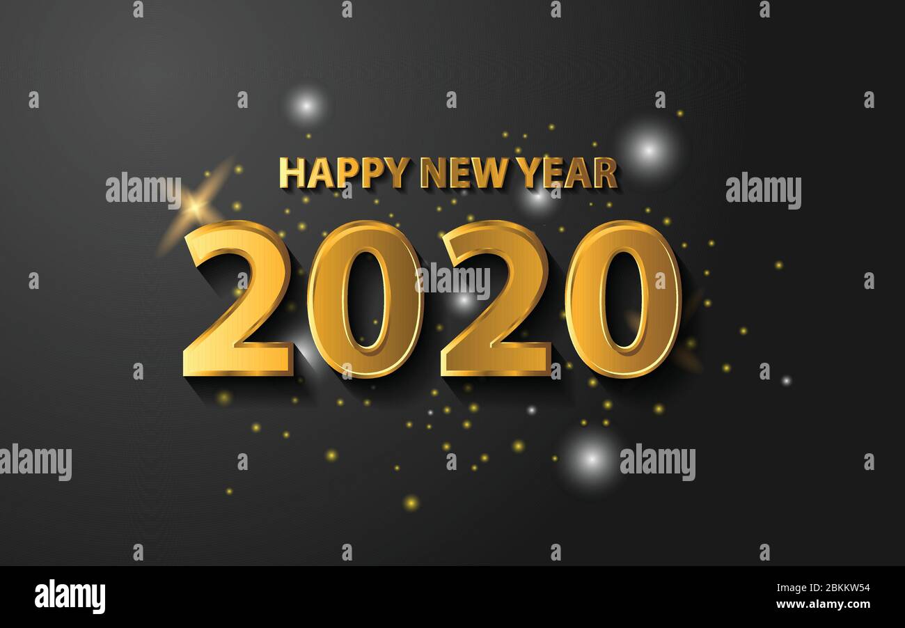 Happy New Year 2020 with Golden Color. New Year Shining and Sparkling ...