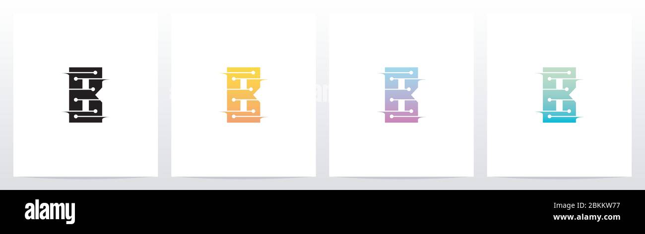 Horizontal Lines With Dots On Letter Logo Design B Stock Vector