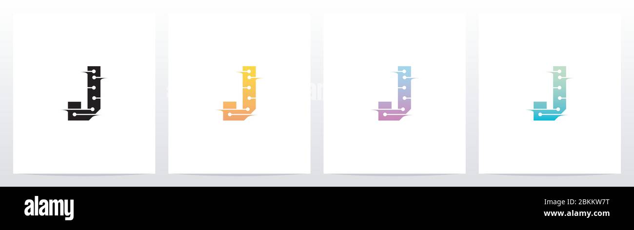 Horizontal Lines With Dots On Letter Logo Design J Stock Vector